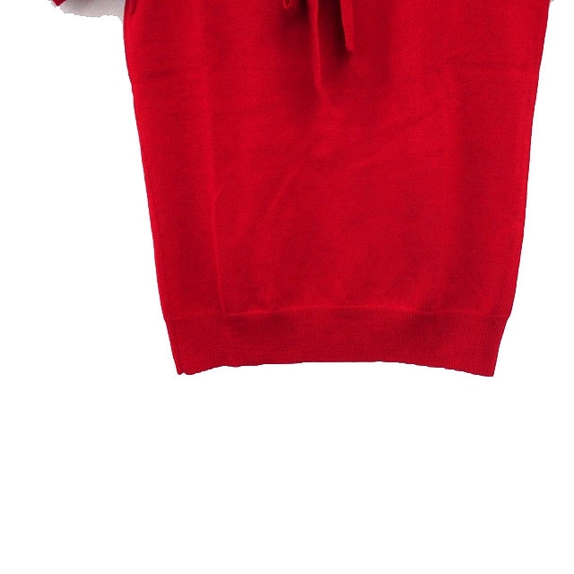 ロペ ROPE ニット セーター 半袖 サマーニット リボン ウール シンプル M レッド 赤 /KT15 レディース_画像5