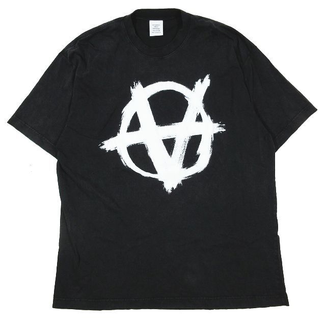 使い勝手の良い anarchy Reverse VETEMENT ヴェトモン 23SS Tシャツ クルーネック 半袖 UE54TR190X ボンディング加工ロゴ バイウォッシュ加工 カットソー 文字、ロゴ