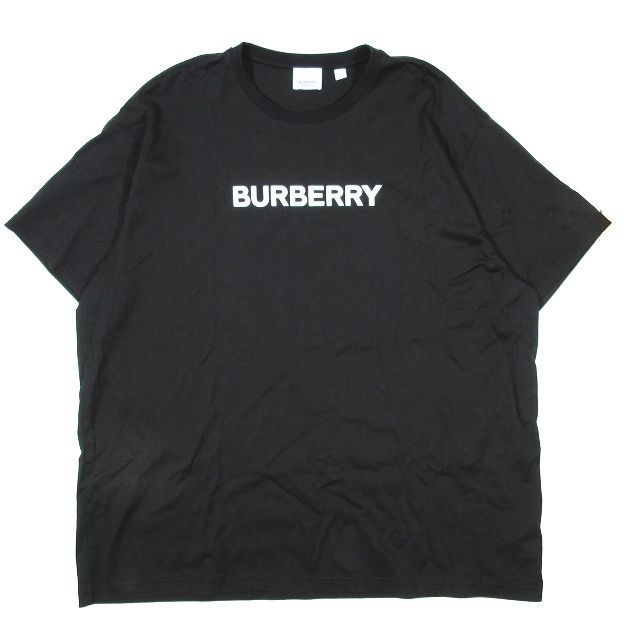 23SS バーバリー ロンドン BURBERRY LONDON ロゴプリント コットン Tシャツ カットソー オーバーサイズ クルーネック 半袖 黒 ブラック XL_画像1