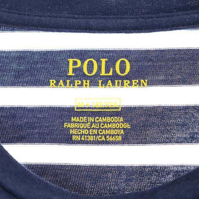 ポロ ラルフローレン POLO RALPH LAUREN ボーダー 半袖 Tシャツ カットソー ロゴ コットン M 紺 白 ネイビー ホワイト_画像3