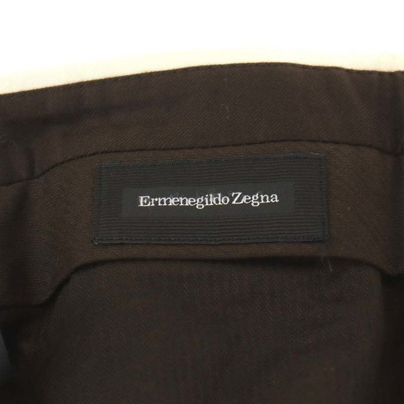 エルメネジルドゼニア Ermenegildo Zegna regular fit スラックス パンツ ジッパーフライ コットン 50 L ベージュ /AN22 ▲H メンズ_画像3