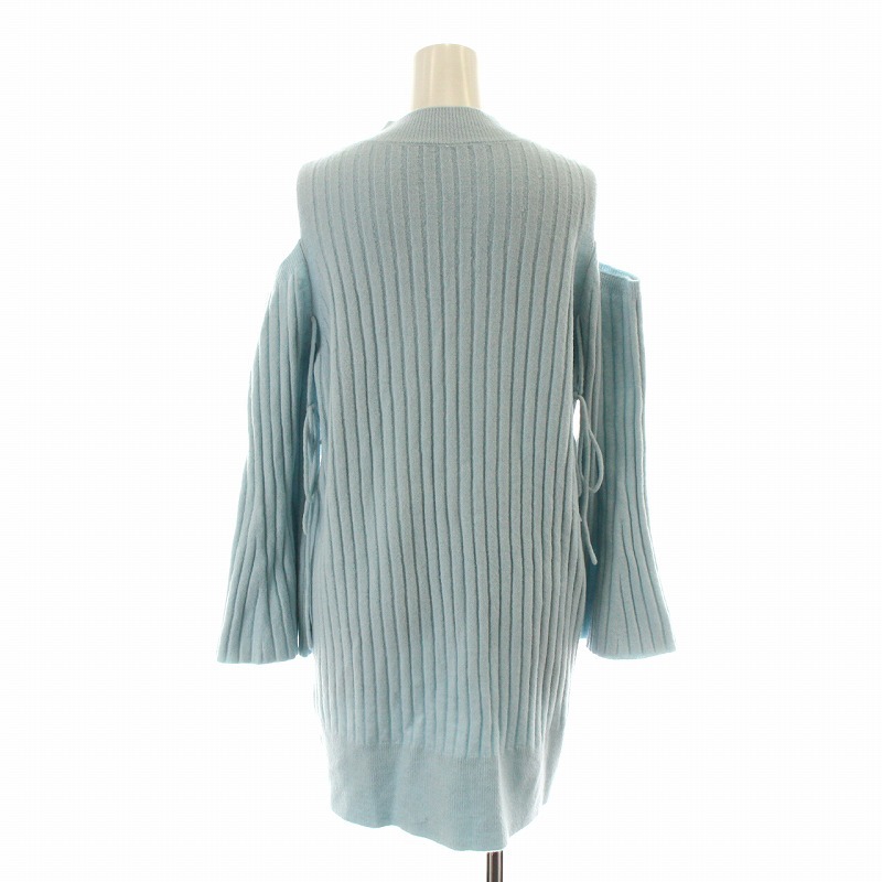  Snidel snidel 22AW open shoulder knitted dress One-piece Mini long sleeve ribbon mok neck wool .F light blue SWNO224285