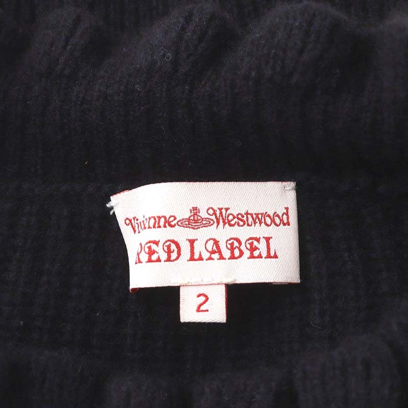 ヴィヴィアンウエストウッドレッドレーベル Vivienne Westwood RED LABEL オーブ ニット セーター 長袖 ウール 2 M 紺_画像4