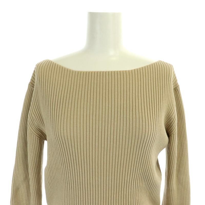  Deuxieme Classe Every tei Islay ikKNIT knitted rib knitted cut and sewn 7 minute sleeve boat neck silk beige #OS lady's 