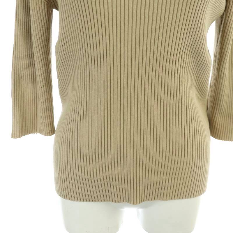  Deuxieme Classe Every tei Islay ikKNIT knitted rib knitted cut and sewn 7 minute sleeve boat neck silk beige #OS lady's 