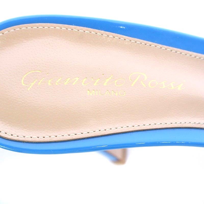  Jean vi to Rossi Gianvito Rossi ELLE mules sandals pin heel po Inte dotu platform PVC 37 24cm blue 