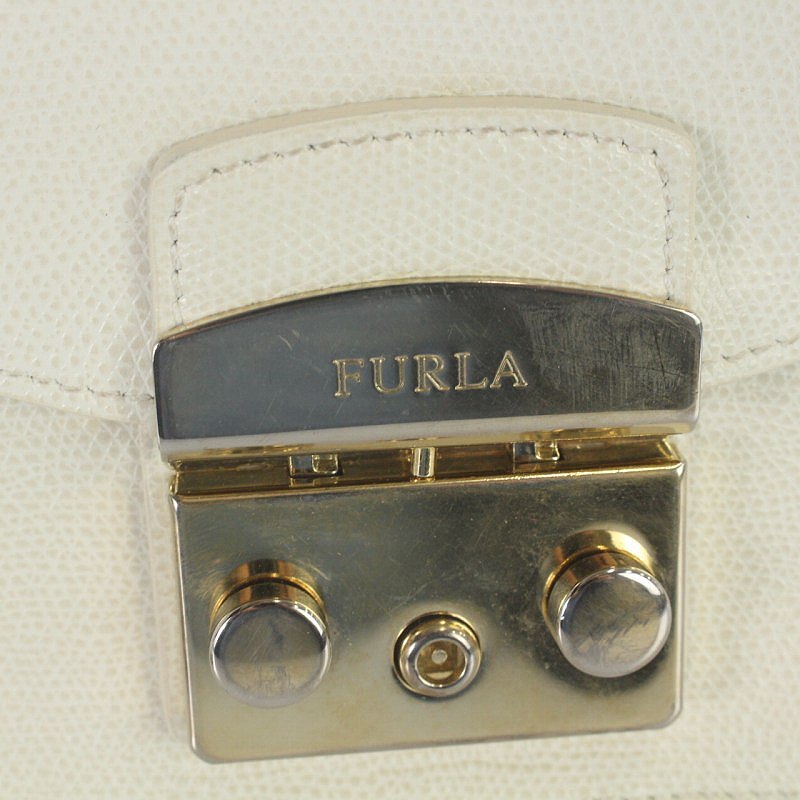 フルラ FURLA メトロポリス カスタマイズ ショルダーバッグ チェーン レザー 白 ホワイト /AK22 レディース_画像3