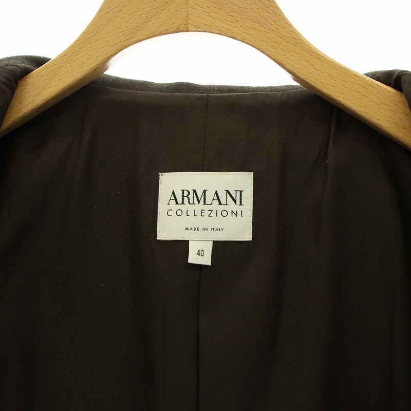 アルマーニ コレツィオーニ ARMANI COLLEZIONI テーラードジャケット シングル 3B 40 M 茶色 ブラウン /SI34 レディースの画像8