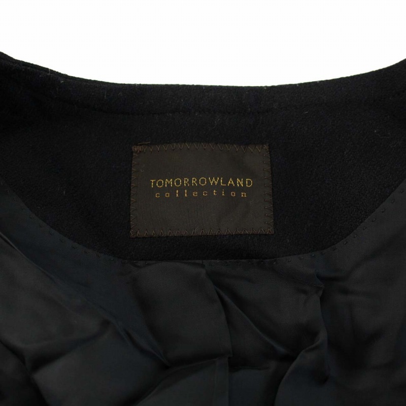 トゥモローランドコレクション TOMORROWLAND collection ノーカラージャケット アウター ウール 36 S 紺 ネイビー /YT ■GY03 レディース_画像4