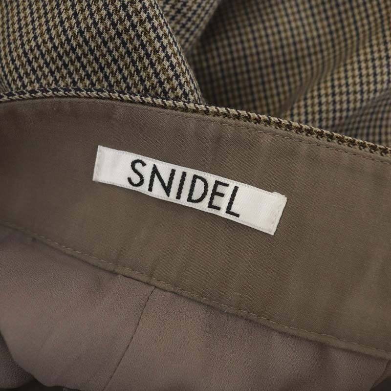 スナイデル snidel 21AW アシメビットテーパードパンツ チェック タック ジッパーフライ ウール混 1 グレージュ 黒 マスタードイエロー_画像3