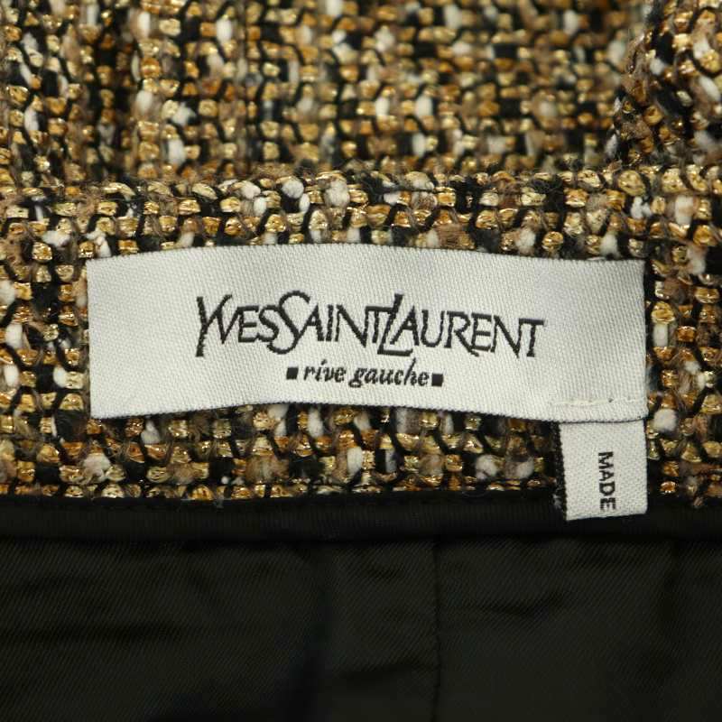 イヴサンローランリヴゴーシュ YVES SAINT LAURENT rive gauche タイトスカート ミモレ丈 膝丈 F38 ゴールド色 ベージュ 黒 白の画像3