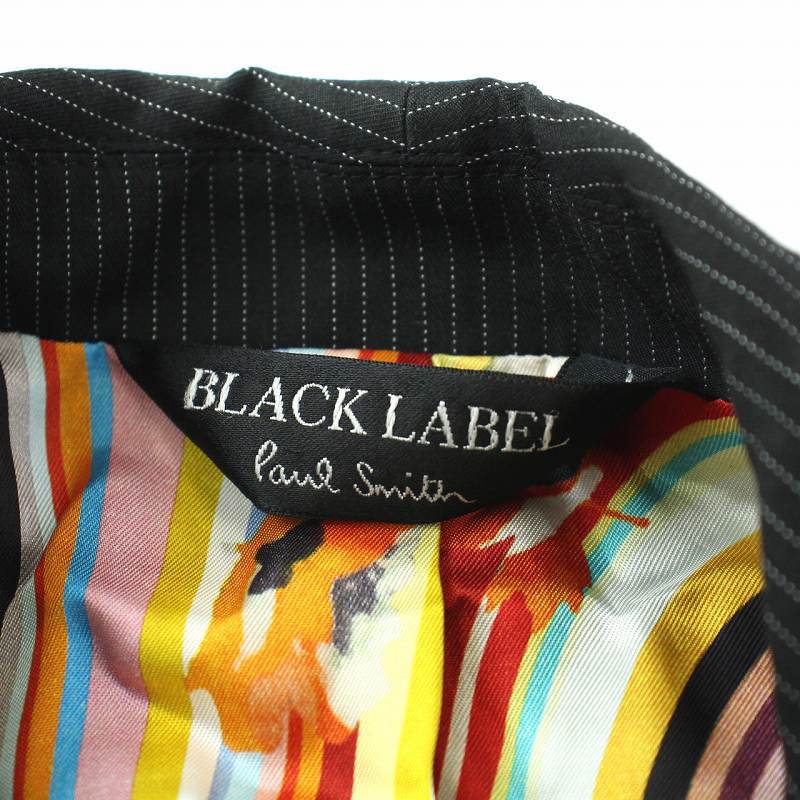 ポールスミス ブラック レーベル Paul Smith BLACK LABEL テーラードジャケット 背抜き ストライプ 40 L 黒 ブラック レディース_画像8