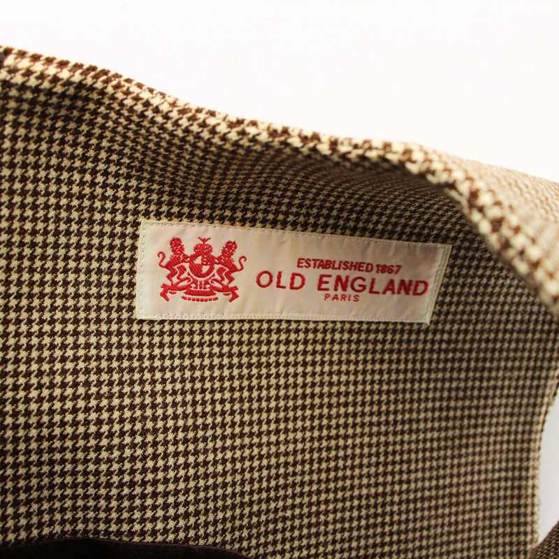 オールドイングランド OLD ENGLAND ワンピース ひざ丈 ノースリーブ 千鳥格子 ウール 38 M 茶 ブラウン /TR30 レディース_画像4