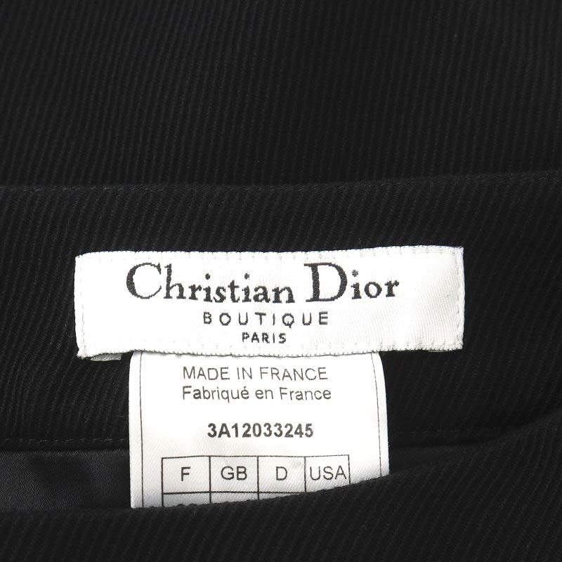 クリスチャンディオール Christian Dior タイトスカート ひざ丈 ウール シルク 絹 F36 S 黒 ブラック /AN24 レディース_画像3