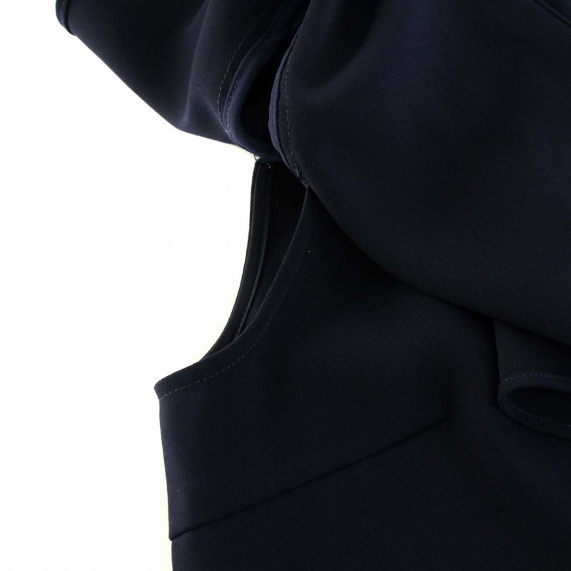 チェスティ Chesty シャツ ブラウス 半袖 ビジュー装飾 チュール フリル 0 M 紺 ネイビー /YT レディース_画像8