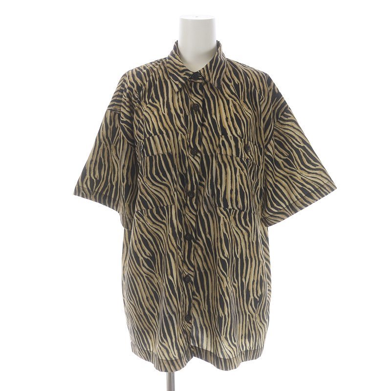  Journal Standard 22SS Zebra stripe half sleeve shirt blouse short sleeves total pattern beige black 22050400501020 /SI33