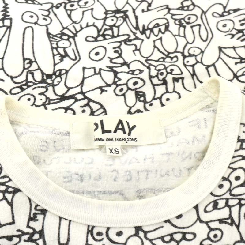  Play Comme des Garcons PLAY COMME des GARCONS × Matt Groening AD2011 футболка cut and sewn короткий рукав общий рисунок XS белый белый чёрный 