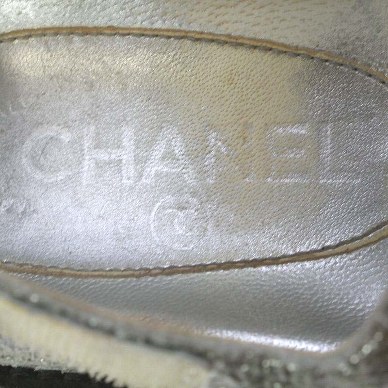 シャネル CHANEL G31857 サンダル クラック加工 ベルクロ レザー ストラップ ココマーク 35 22cm シルバー色 /YO15 レディース_画像5