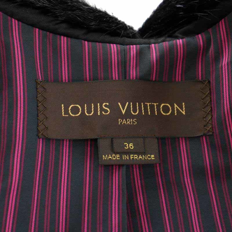 ルイヴィトン LOUIS VUITTON ジャケット スエード ラムスキン ファー ダブルファスナー 裏地ストライプ 36 7号 S 黒 ブラック_画像8