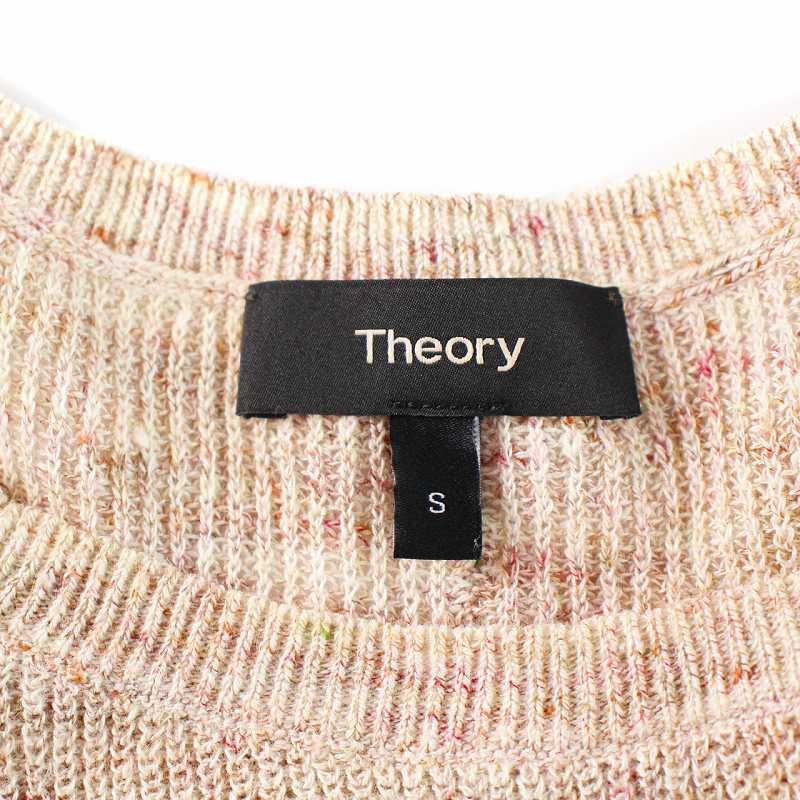 セオリー theory 18SS LINEN TWEED BACK DETAIL KNIT ニット カットソー フレンチスリーブ 麻 リネン S ピンク 8201702_画像4