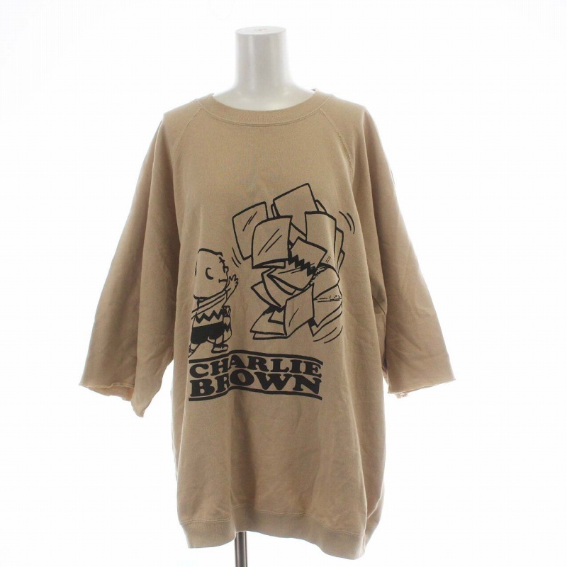 ピーナッツ PEANUTS × SPORTS WEAR by relume 21SS カットオフスウェット トレーナ L 茶 ブラウン /TR33 レディース_画像1