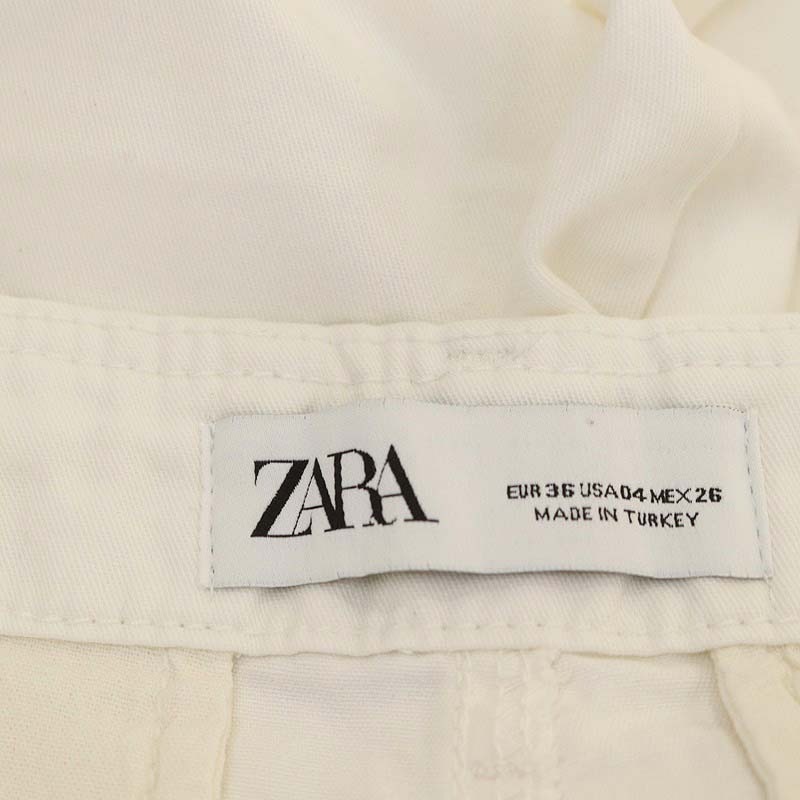 ザラ ZARA コットンストレッチパンツ テーパード ジッパーフライ USA04 オフホワイト /DO ■OS レディース_画像3