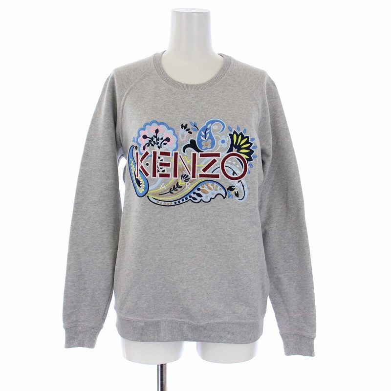 ケンゾー KENZO Embroidered Cotton Sweatshirt スウェット トレーナー 長袖 刺繍 XS グレー /KH レディース