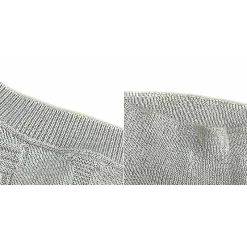  Hermes HERMES knitted cardigan cashmere . belt pattern long sleeve large size 46 17 number XXXL gray /YI8 lady's 