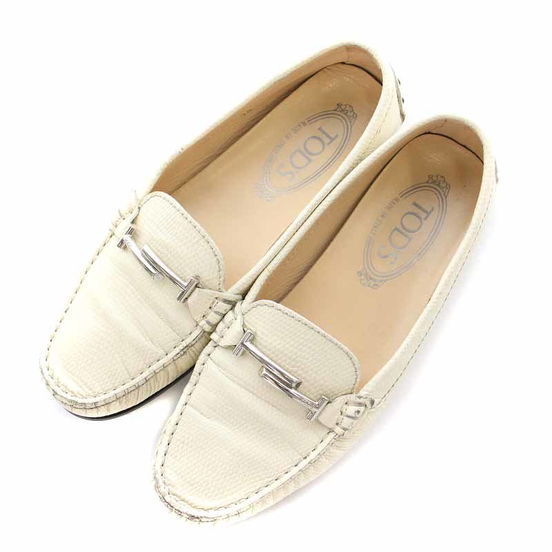 トッズ TOD'S ローファー モカシン レザー 36 23cm 白 ホワイト /YI9 ●D レディース