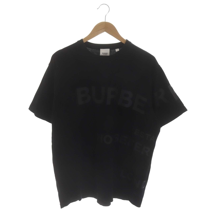 バーバリー BURBERRY ホースフェリーロゴプリントTシャツ カットソー 半袖 M 黒 ブラック チャコールグレー /DO ■OS メンズ