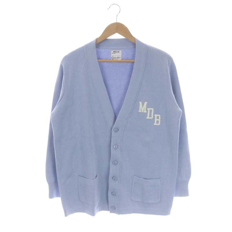 マディソンブルー MADISONBLUE 23SS BIG CARDIGAN コットンカーディガン ニット 長袖 Vネック ロゴ XS ライトブルー /DO ■OS レディース