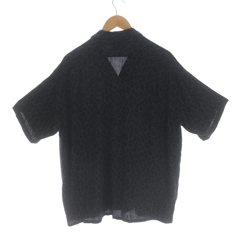 ヌワールファブリック Noir Fabrick オープンカラーシャツ カジュアル 半袖 ヒョウ柄 レオパード柄 M 黒 ブラック カーキ /SI30 メンズの画像2