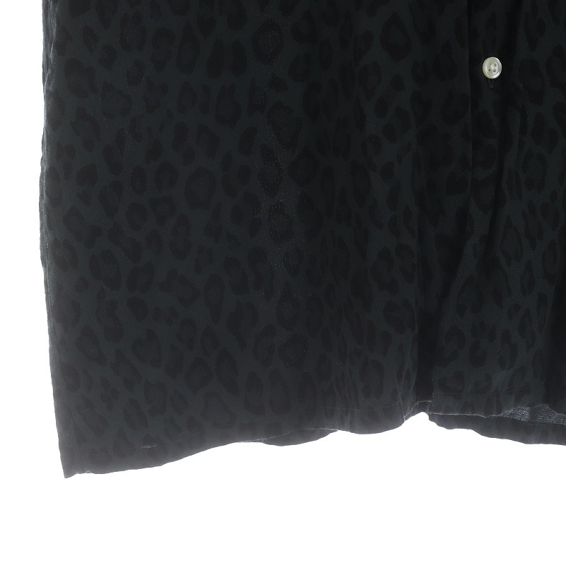 ヌワールファブリック Noir Fabrick オープンカラーシャツ カジュアル 半袖 ヒョウ柄 レオパード柄 M 黒 ブラック カーキ /SI30 メンズの画像6