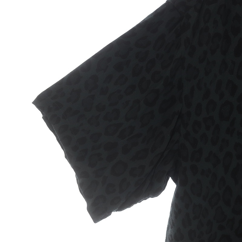 ヌワールファブリック Noir Fabrick オープンカラーシャツ カジュアル 半袖 ヒョウ柄 レオパード柄 M 黒 ブラック カーキ /SI30 メンズの画像5