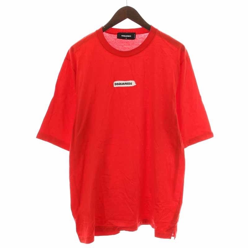 ディースクエアード DSQUARED2 23SS D2 FRONT LOGO TEE Tシャツ カットソー ロゴプリント 五分袖 S 赤 レッド /YI17 メンズ