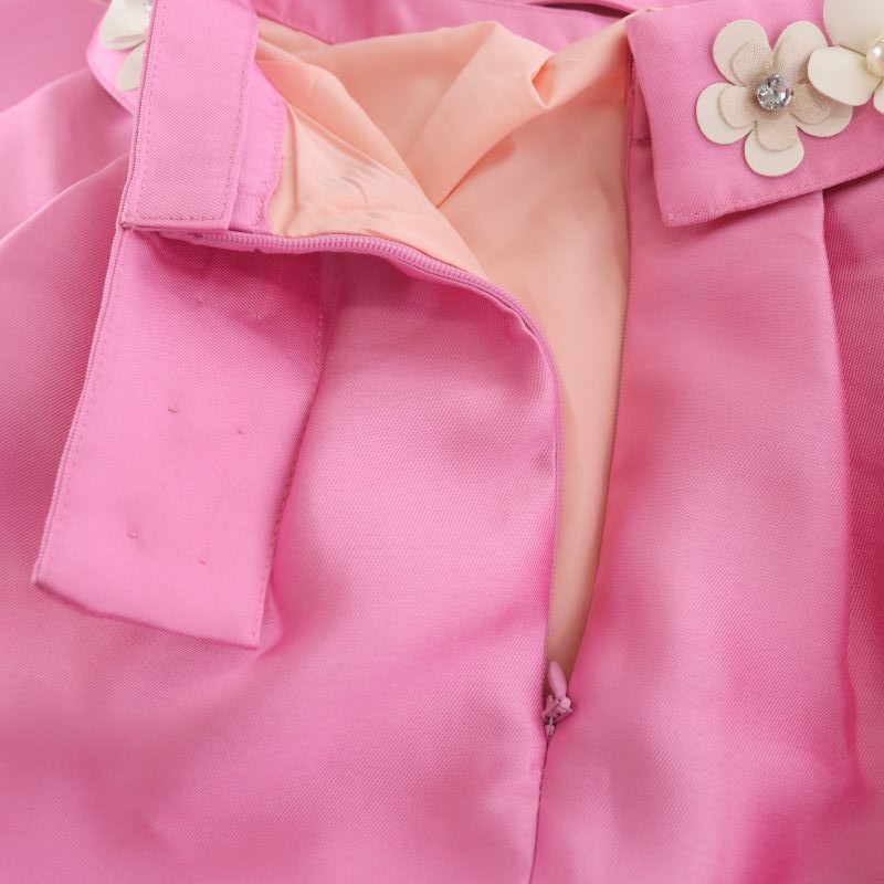 チェスティ Chesty フラワー装飾 ビジュー タックスカート フレア ロング 0 ピンク 白 ホワイト /HK ■OS レディースの画像6