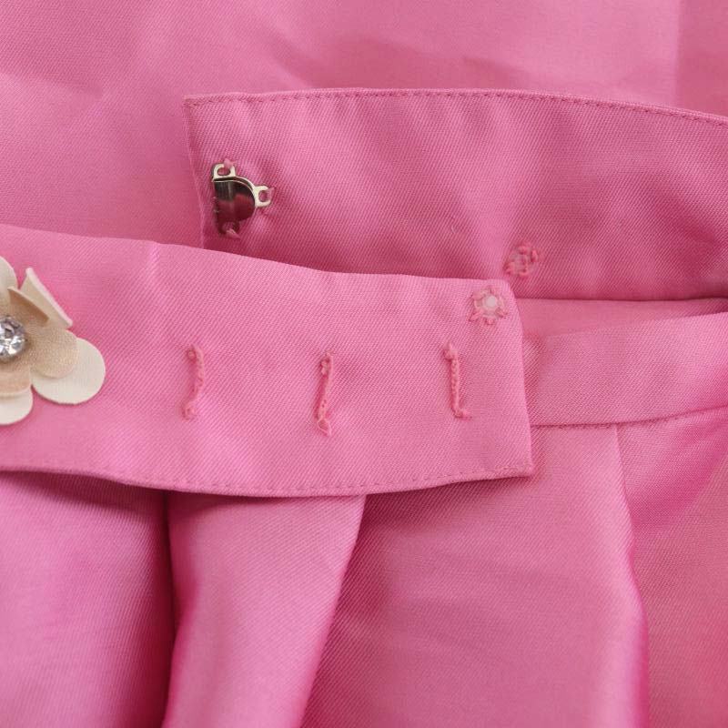 チェスティ Chesty フラワー装飾 ビジュー タックスカート フレア ロング 0 ピンク 白 ホワイト /HK ■OS レディースの画像7