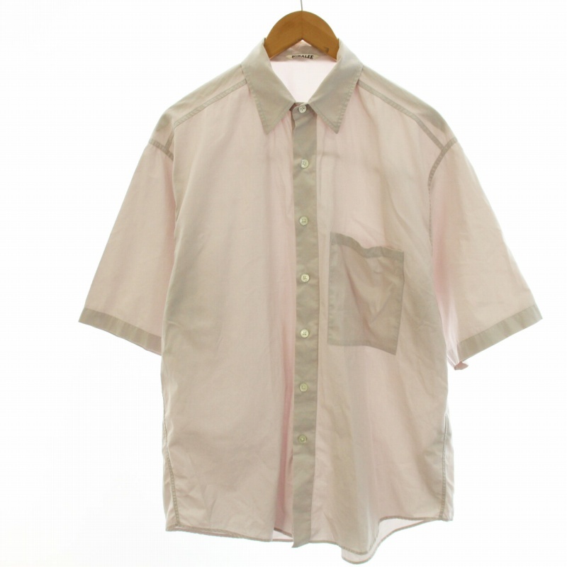 オーラリー AURALEE 20SS WASHED FINX TWILL HALF SLEEVED BIG SHIRTS カジュアルシャツ コットン 半袖 4 M 薄紫