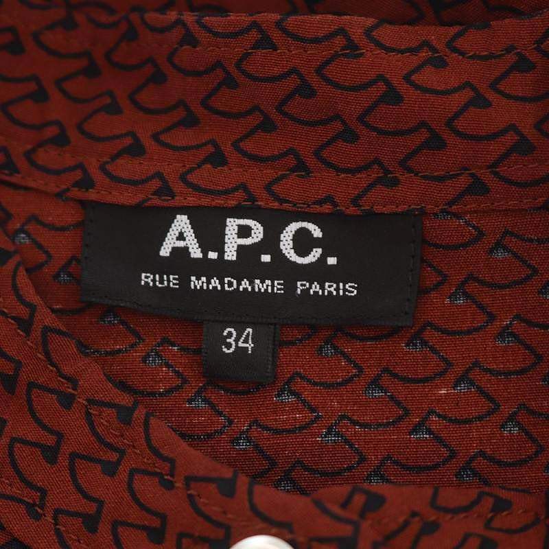 A.P.C. A.P.C. blouse total pattern band color pull over long sleeve 34 tea black Brown black /HK #OS lady's 