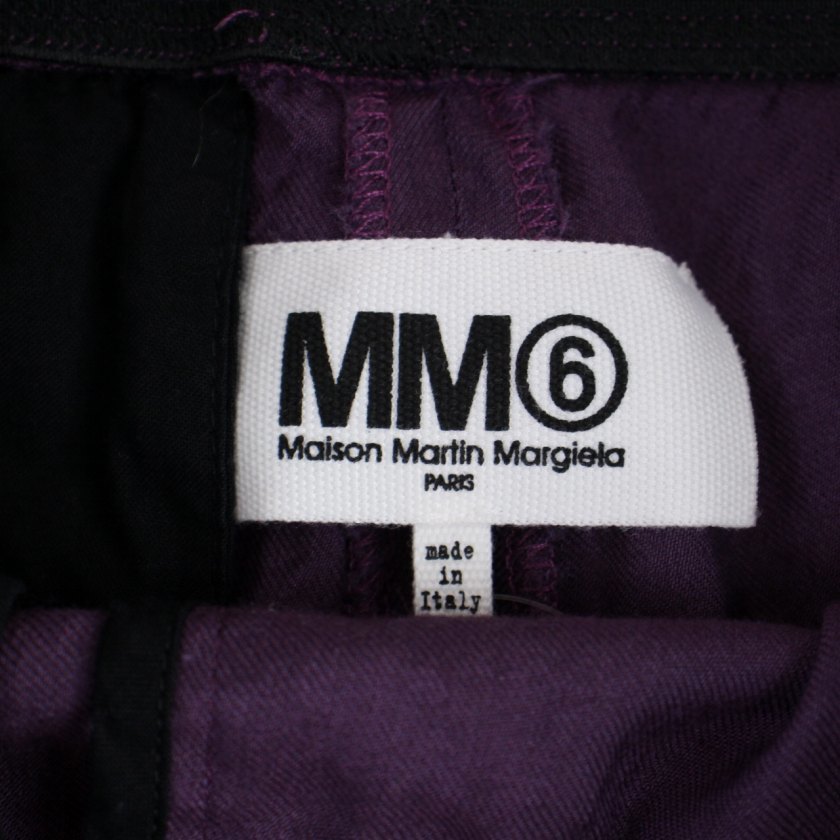 エムエムシックス メゾンマルジェラ MM6 Maison Margiela テーパードパンツ ウール M パープル ブラック S52KA0047 S42867 レディース_画像3