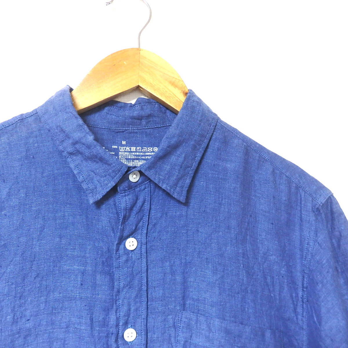 【送料無料】無印良品リネンシャツ２枚セット/メンズ Mサイズ 紺 水色の画像2