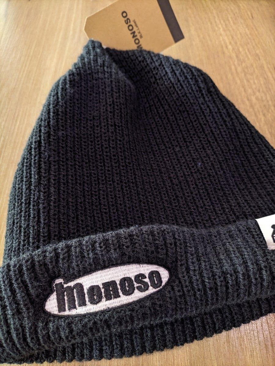 monoso ニットキャップ 新品 黒 ニット帽 BLACK Logo｜Yahoo!フリマ