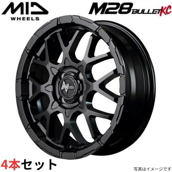 マルカ ホイール ナイトロパワー M28 バレットKC ノート/ノートeパワー 12系 MID 【16×6.0J 4-100 INSET40 セミグロスブラック】 4本_画像1