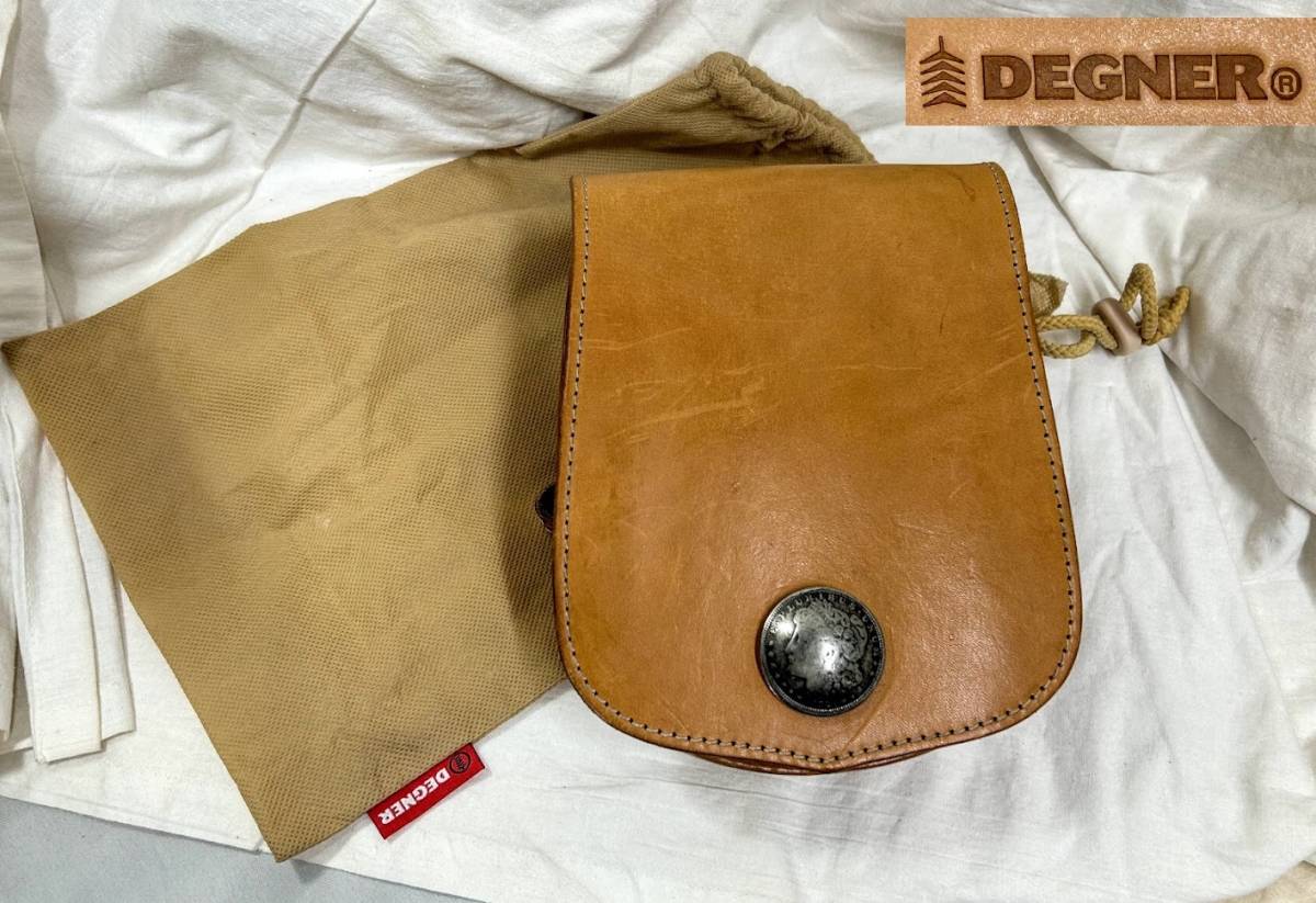 DEGNER Medicine Bag/デグナー メディスンバッグ W-22A タン 牛革/レザー 小物入れ コンチョボダン アメリカンスタイル used 中古使用感有