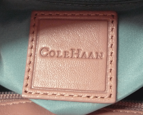 良品　コールハーン　COLE HAAN　キャンバス　レザー　ベージュ系　ライトピンク系　ハンドバッグ　レディース