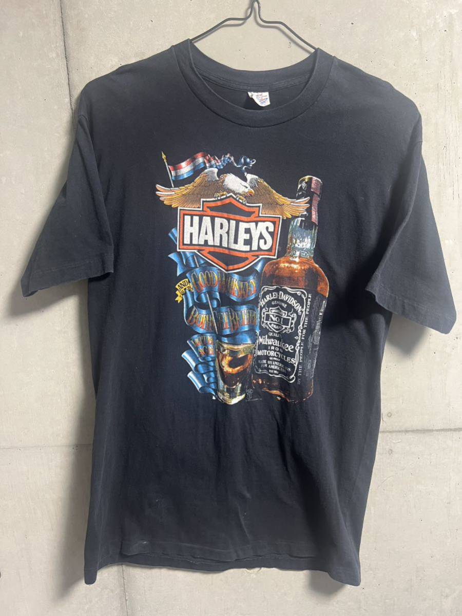 80s 当時物 ヴィンテージ HARLEY DAVIDSON Jack Daniel’s Tシャツ XL MILWAUKEE NO.1 BELTON ハーレー ジャックダニエル アメリカ製