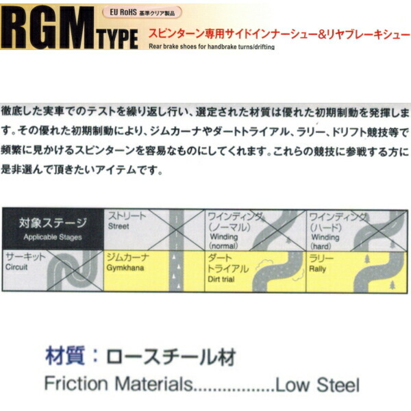 DIXCEL RGMブレーキシューR用 L950Sマックス ABS付のターボ用 03/8～