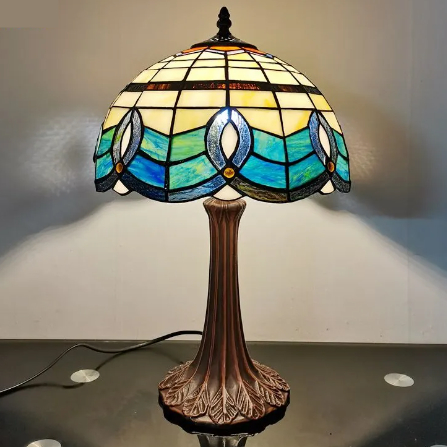 テーブル ランプ LED ガラス ステンド グラス 照明 ライト 間接 サイド 卓上 スタンド アンティーク インテリア 寝室 リビング カラフル