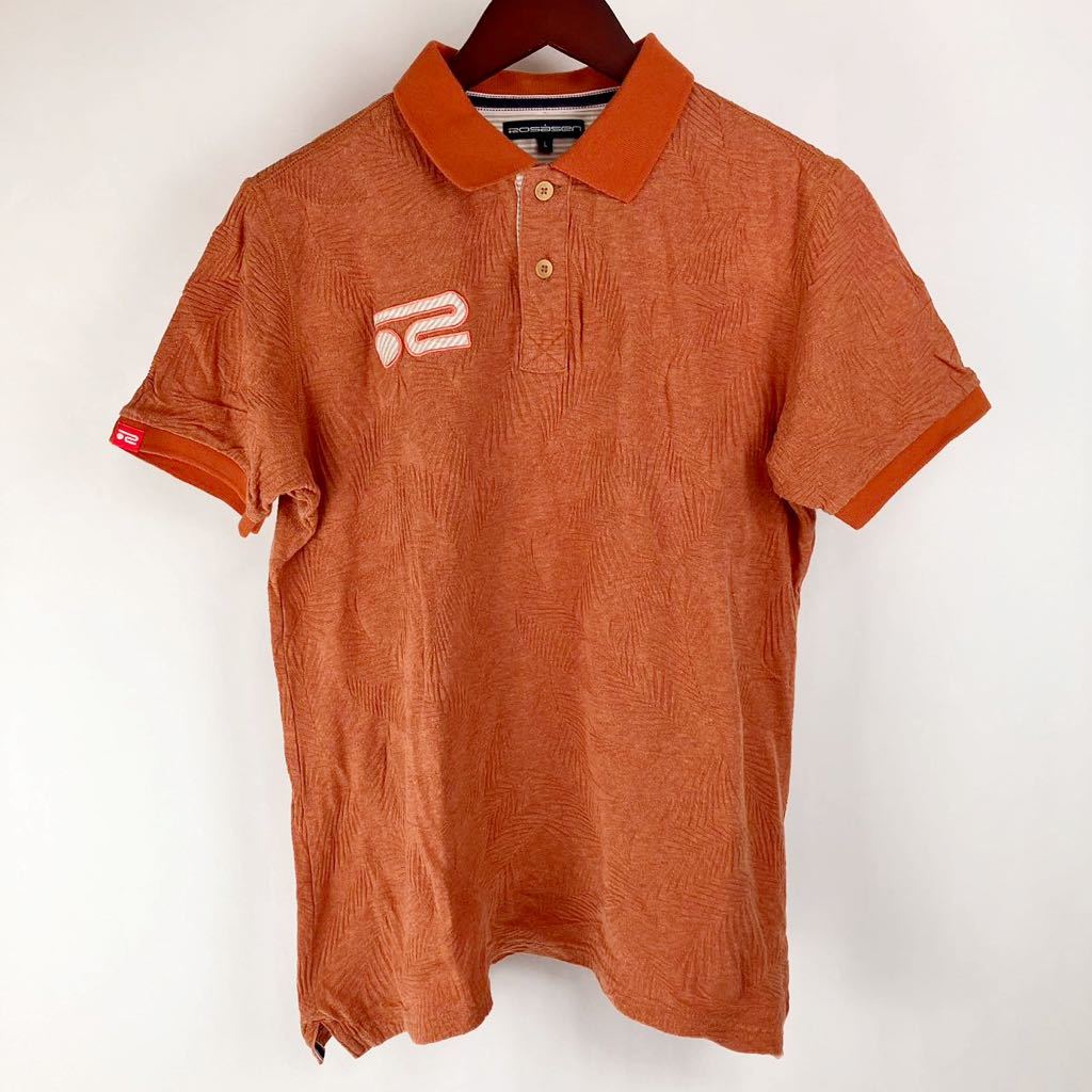 大きいサイズ rosasen ロサーセン 半袖 ポロシャツ メンズ L オレンジ カジュアル スポーツ トレーニング ゴルフ golf ウェア_画像1