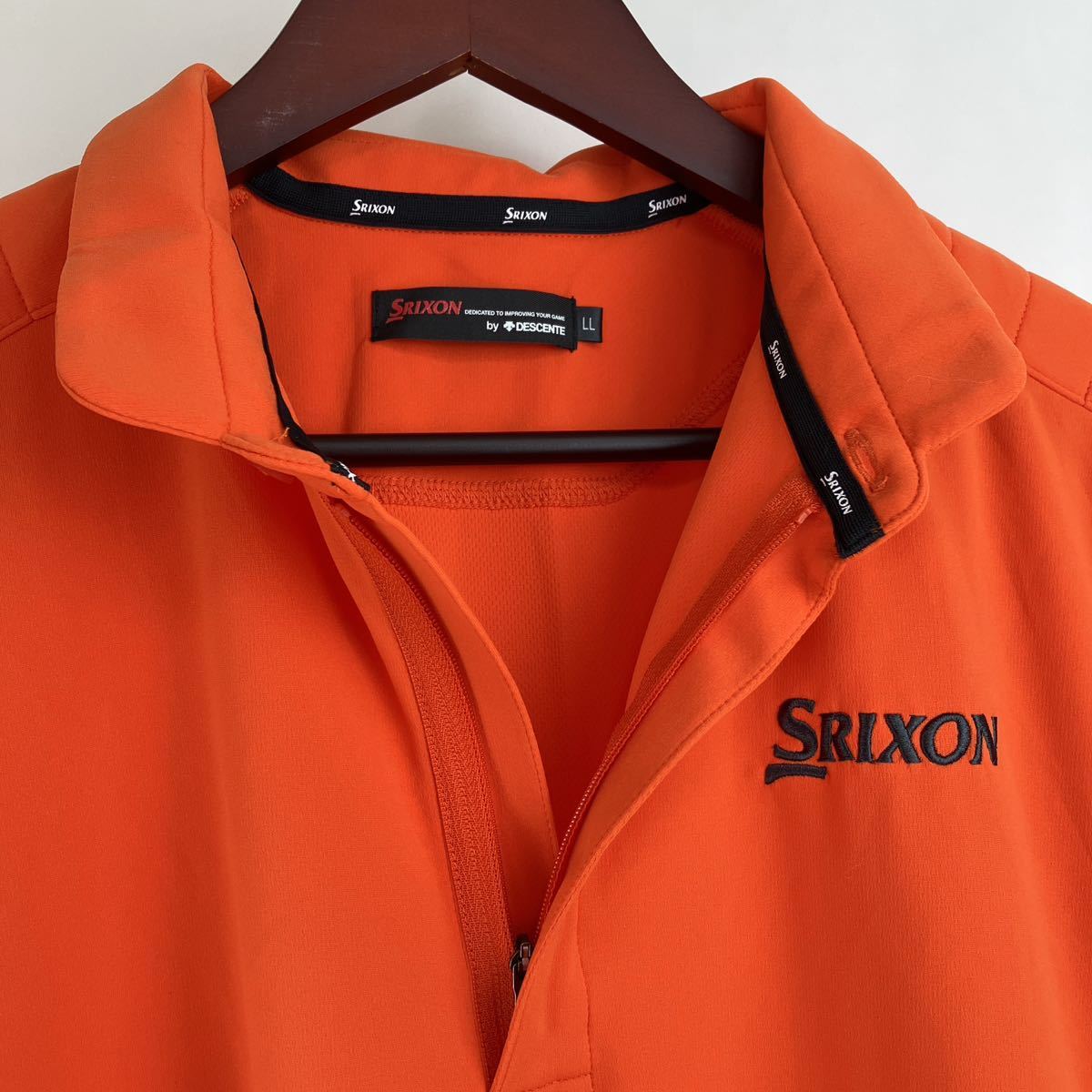 大きいサイズ SRIXON DESCENTE スリクソン デサント 長袖 ハーフジップ ポロシャツ メンズ LL オレンジ カジュアル スポーツ ゴルフ golf_画像3